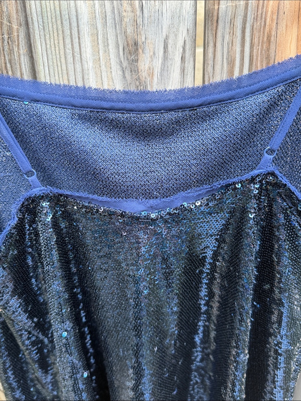 Free People Time To Shine Navy Sequin Slip Dress with Spaghetti Straps - Small - Picture 8 of 14